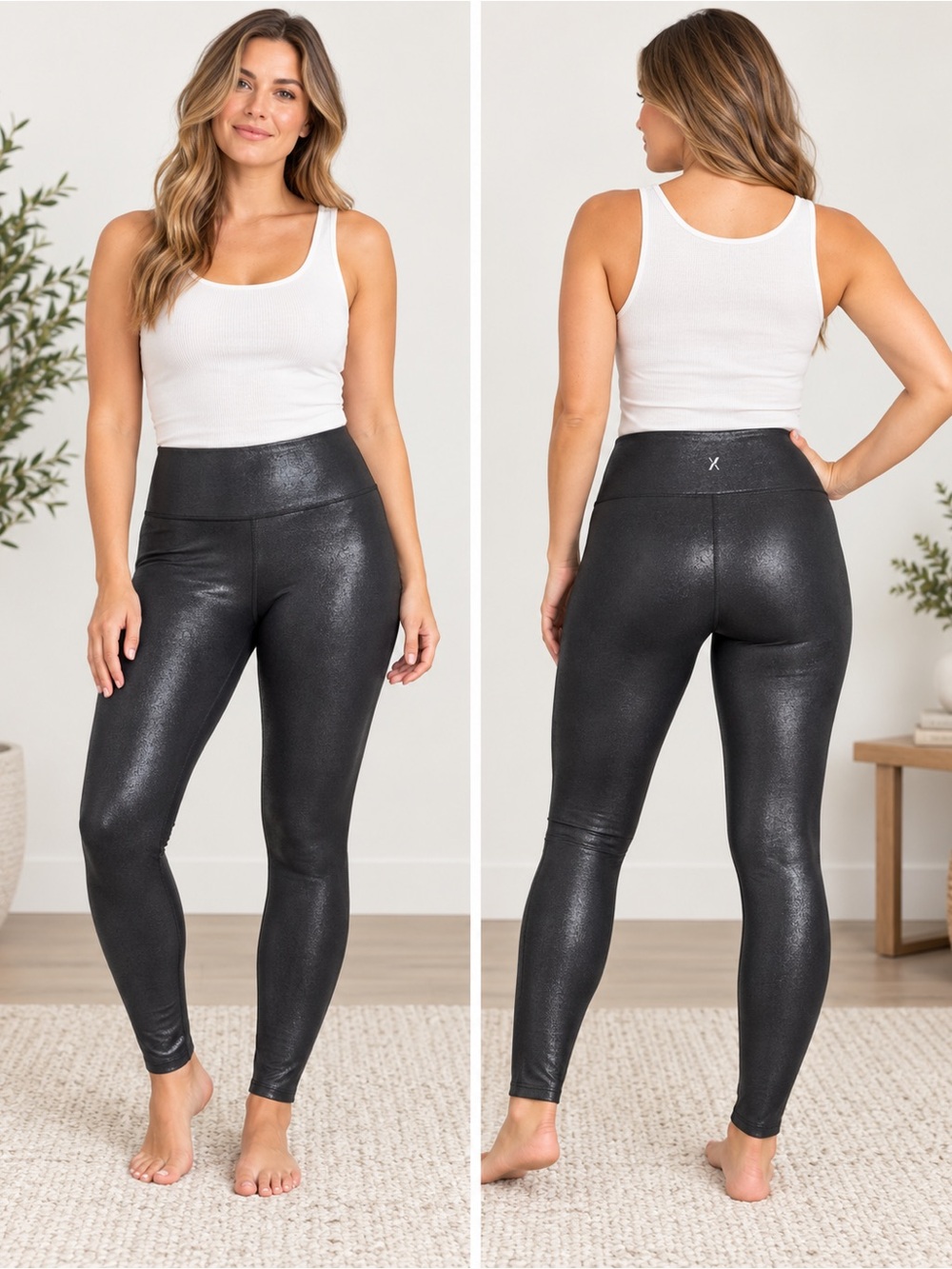 NWT Knix Sculpt Leggings Black Faux Leather Look High Rise Size M